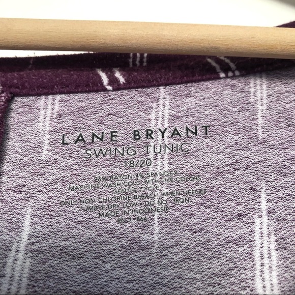 Lane Bryant Purple and Abstract White Line Swing Tee with 3/4 Sleeves - Picture 4 of 12